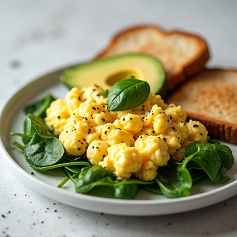 Egg White Scramble with Spinach and Turkey Breast