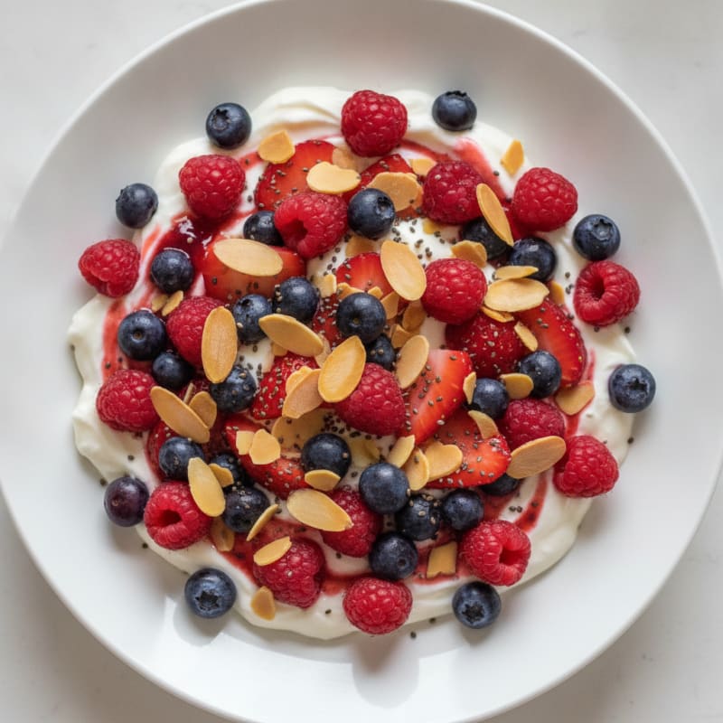 Greek Yogurt Protein Parfait with Berries and Almonds
