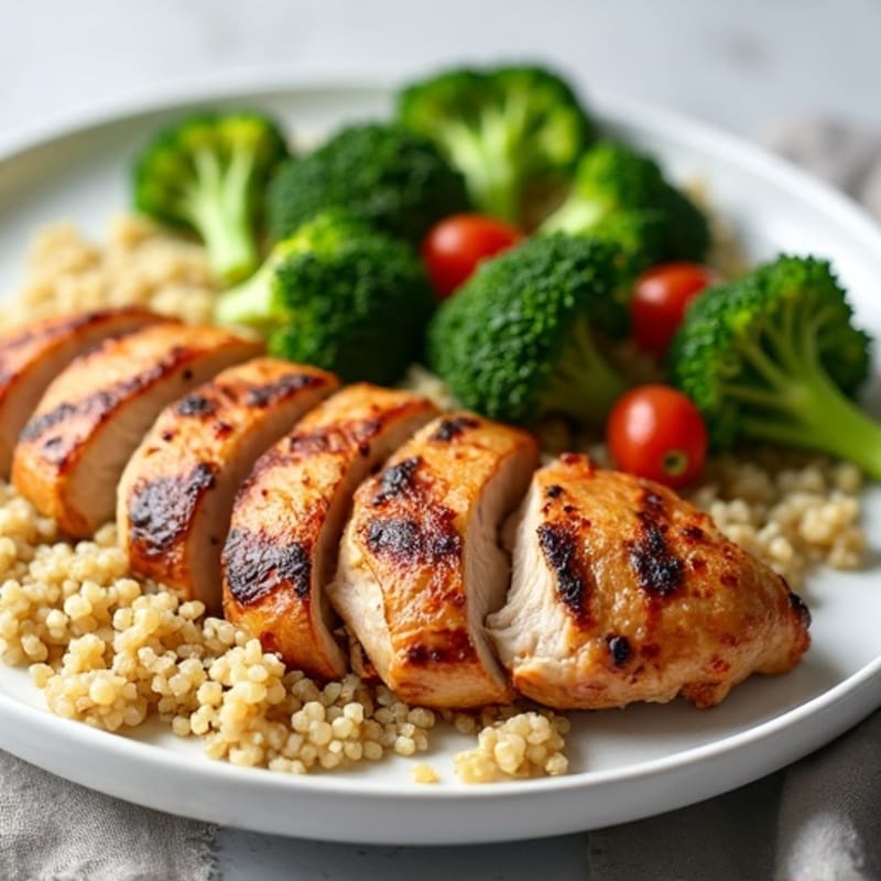 Grilled Turkey Breast with Roasted Broccoli and Quinoa