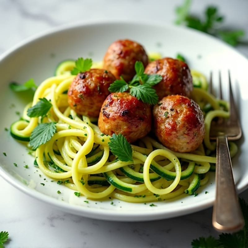 Herb-Seasoned Turkey Meatballs with Zucchini Noodles