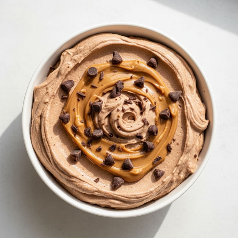 Chocolate Protein Mousse with Peanut Butter Swirl