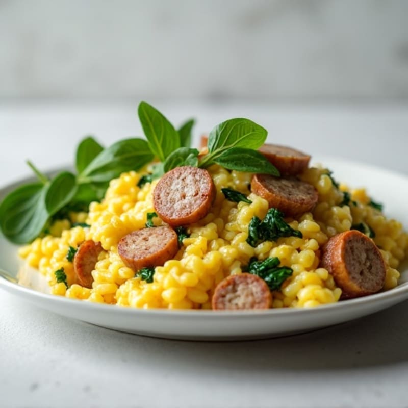 Egg White Scramble with Turkey Sausage and Spinach