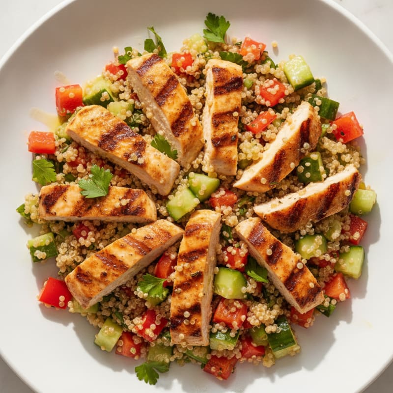 Grilled Chicken and Quinoa Salad with Crunchy Vegetables