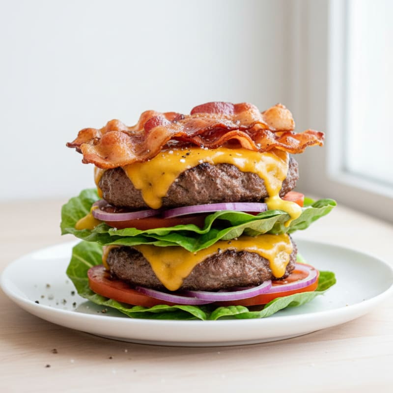 Crispy Double Bacon Cheeseburger Stack
