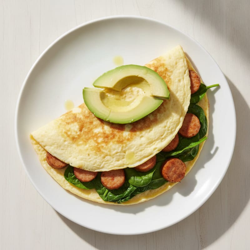 Egg White Spinach Omelette with Turkey Sausage