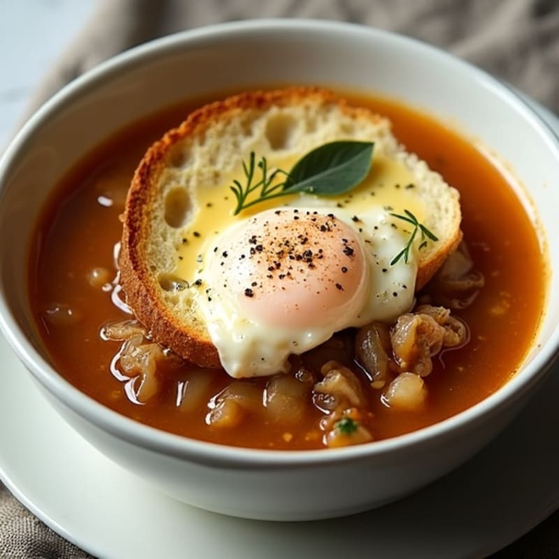 Lightened-Up French Onion Soup with Herb-Crusted Sourdough