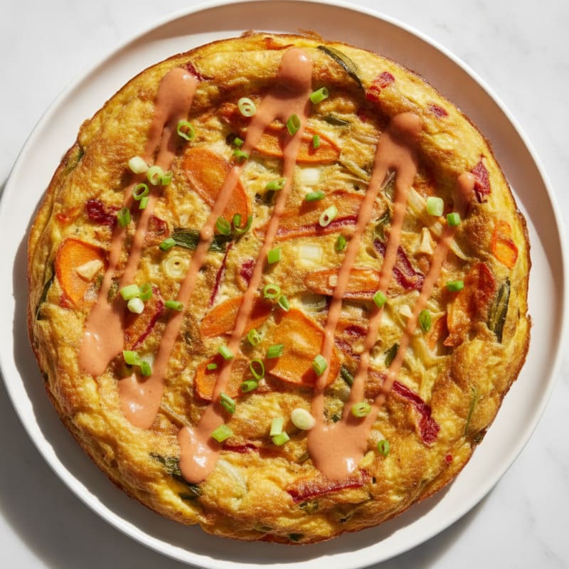 Kimchi Leek and Carrot Frittata