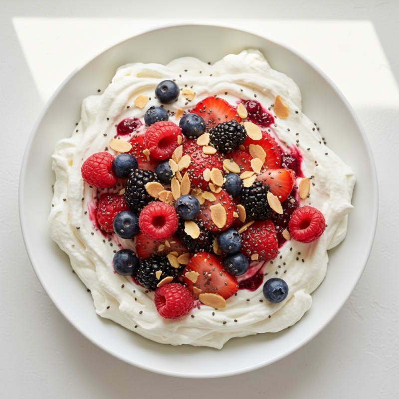 Greek Yogurt Protein Mousse with Mixed Berries