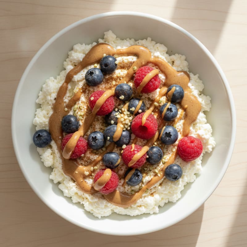 Creamy Cottage Cheese Bowl with Almond Butter and Berries
