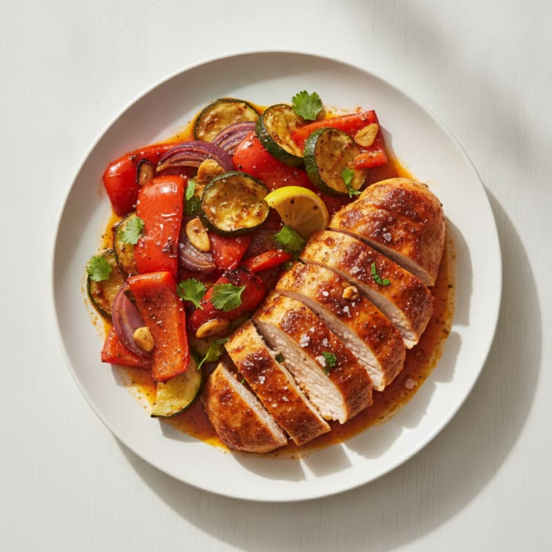 Spicy Harissa Chicken with Roasted Vegetables