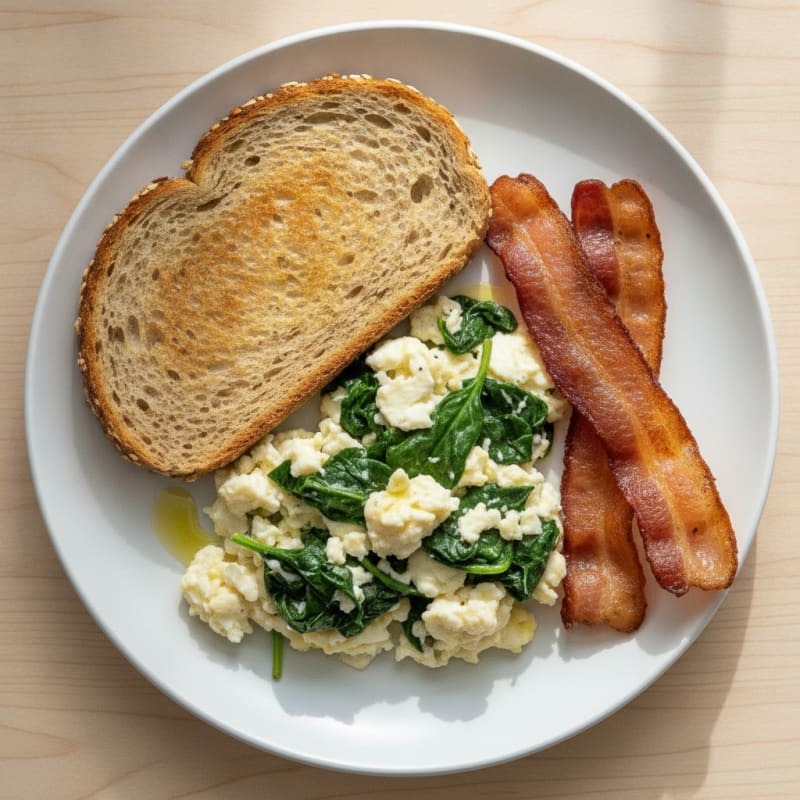Scrambled Egg Whites with Spinach and Turkey Bacon