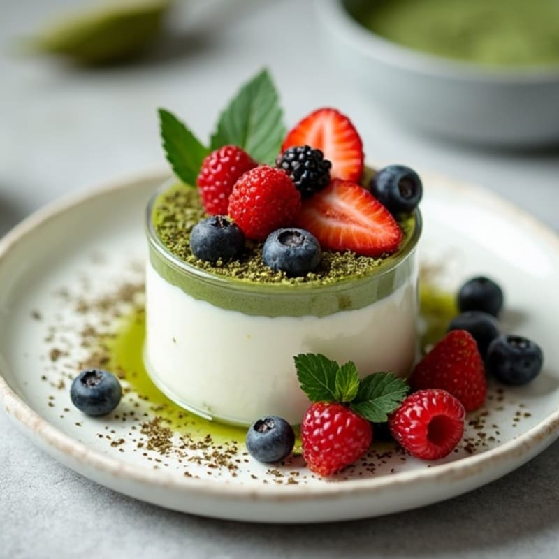 Creamy Matcha Greek Yogurt with Chia and Berries