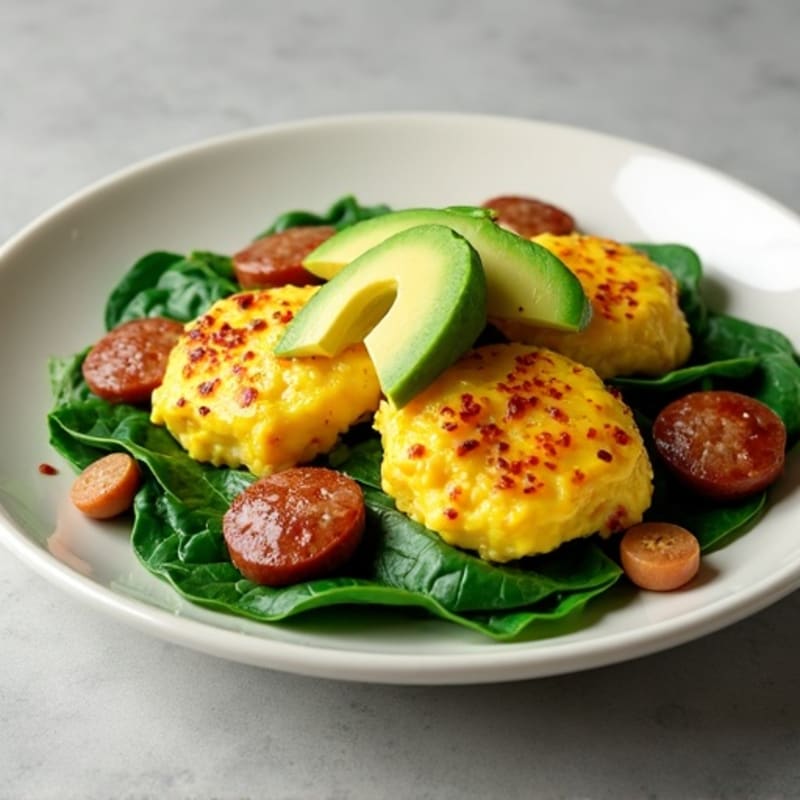 Egg White and Turkey Sausage Scramble with Spinach