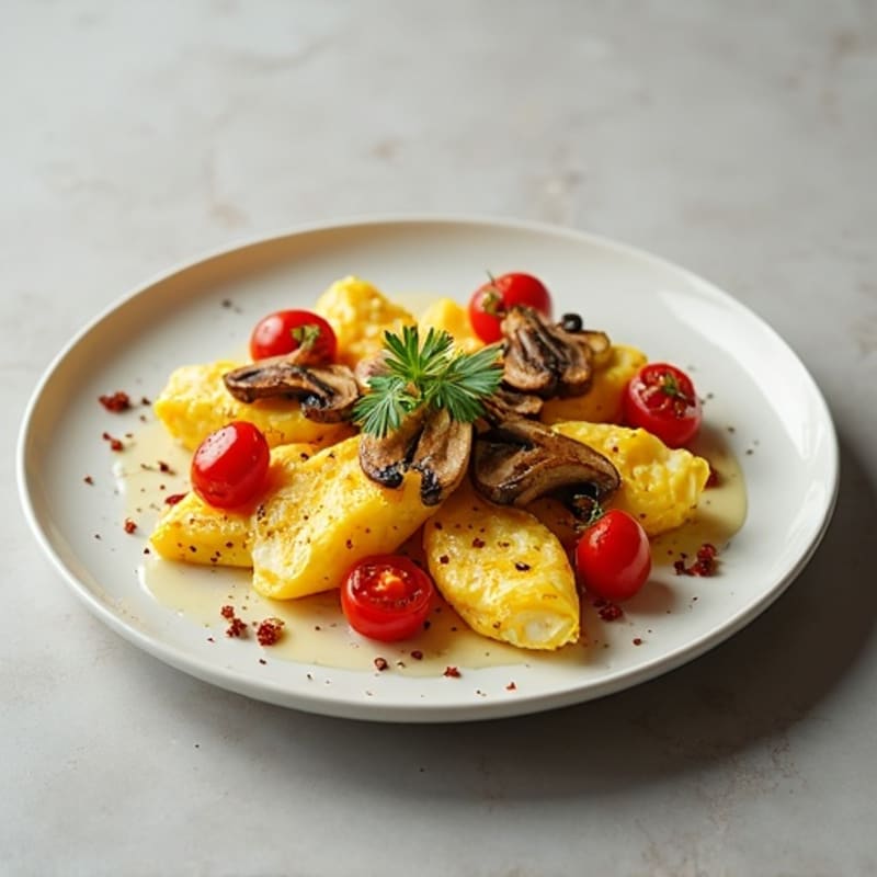 Egg White Mushroom Scramble with Roasted Tomatoes