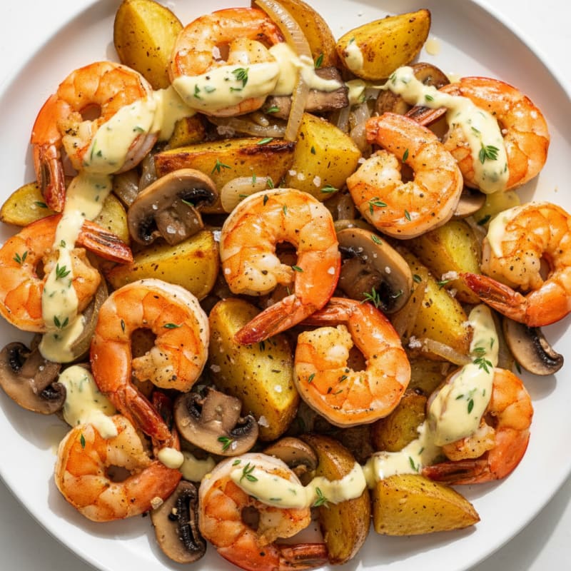 Lemon-Thyme Shrimp with Roasted Potatoes