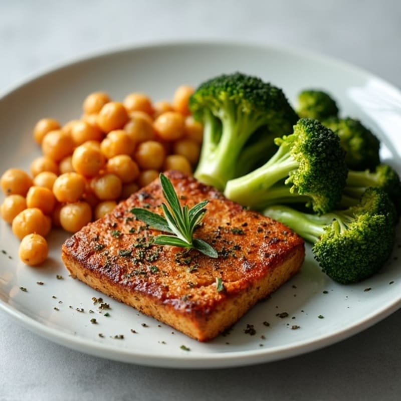 Herb-Roasted Tempeh with Broccoli and Chickpeas