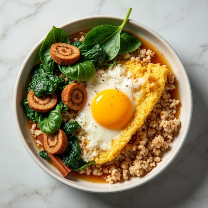Protein-Packed Maple Cinnamon Oatmeal with Savory Egg White Scramble