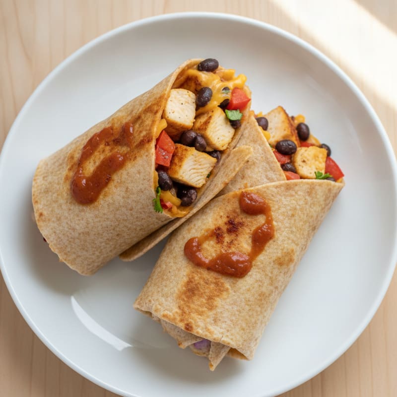 Cheesy Chicken and Black Bean Wraps
