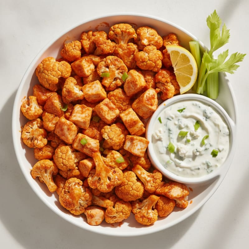 Buffalo Cauliflower Bites with Blue Cheese Dip
