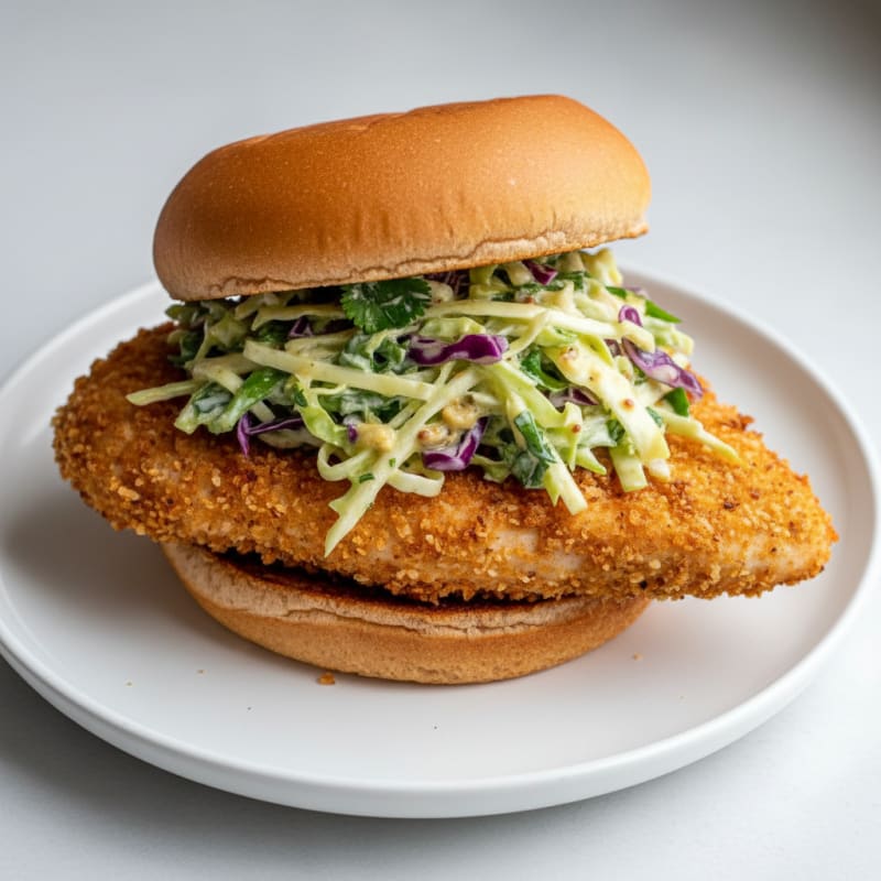 Crispy Chicken Burger with Tangy Slaw