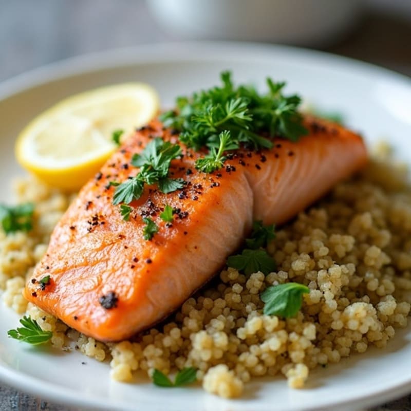 Herb-Crusted Seared Salmon with Quinoa