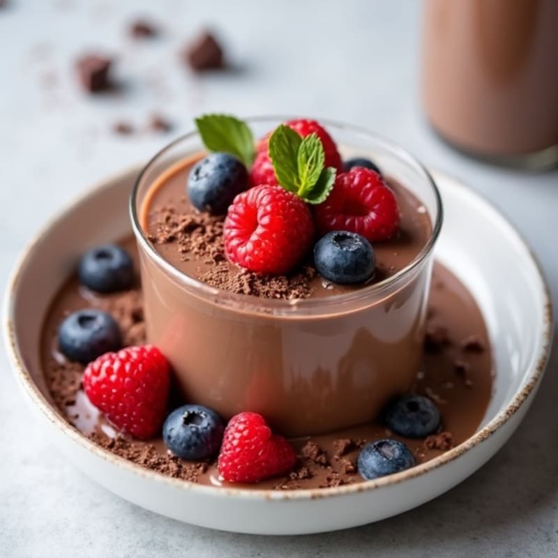 Silky Chocolate Protein Pudding with Mixed Berries
