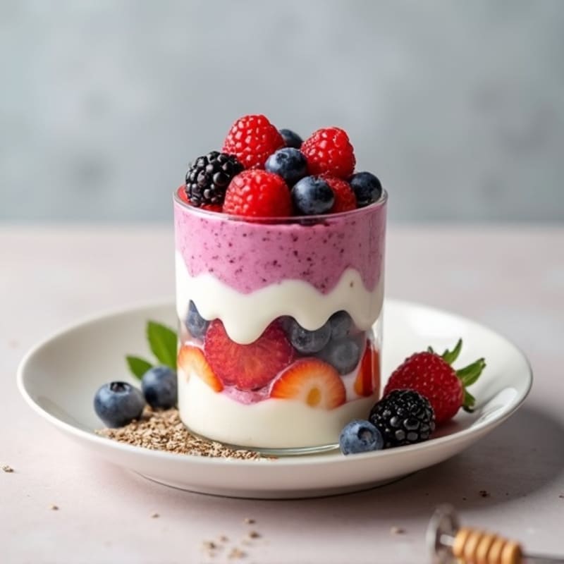 Greek Yogurt Protein Parfait with Mixed Berries