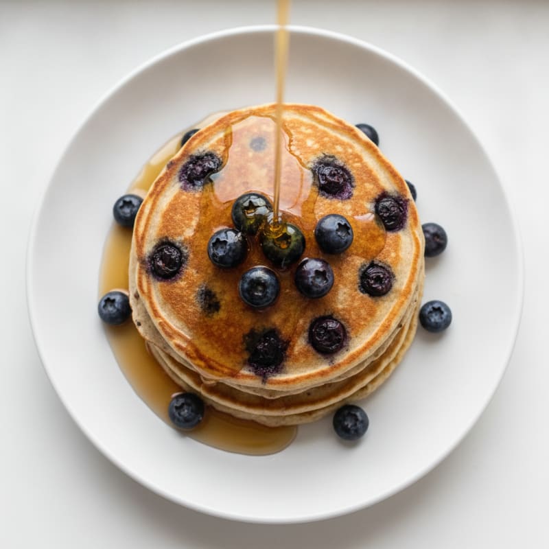 Blueberry Protein Pancakes with Maple Syrup