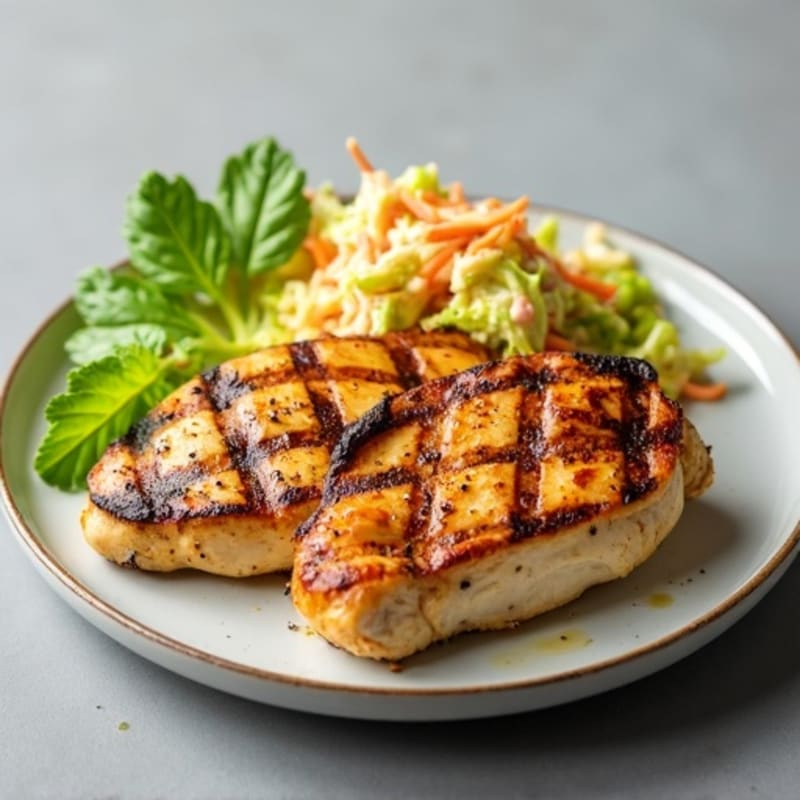 Grilled Chicken Breast with Crunchy Cabbage Slaw