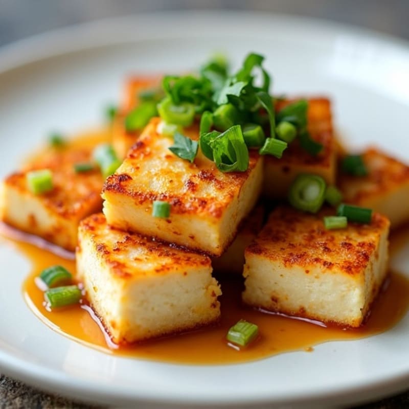 Crispy Pan-Seared Silken Tofu with Ginger Scallion Sauce