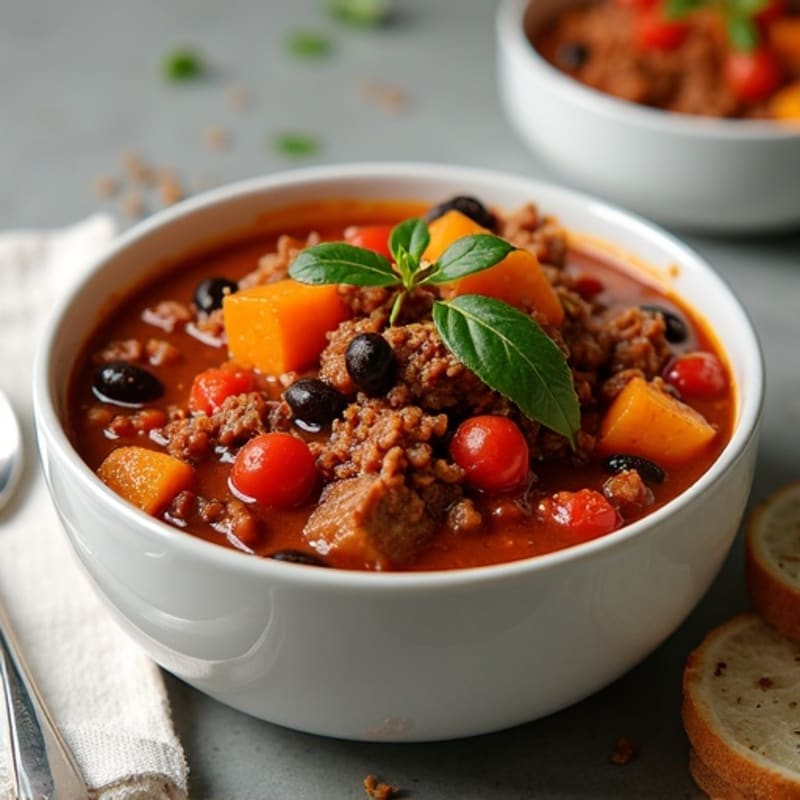 Rich Cocoa-Spiced Beef Chili with Sweet Potato