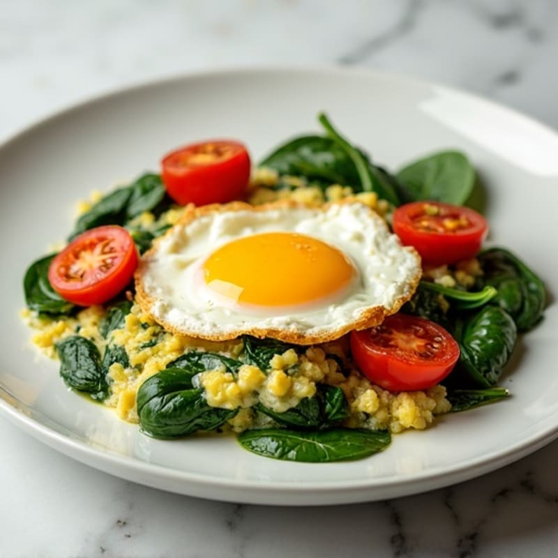 Cottage Cheese Scramble with Spinach and Cherry Tomatoes