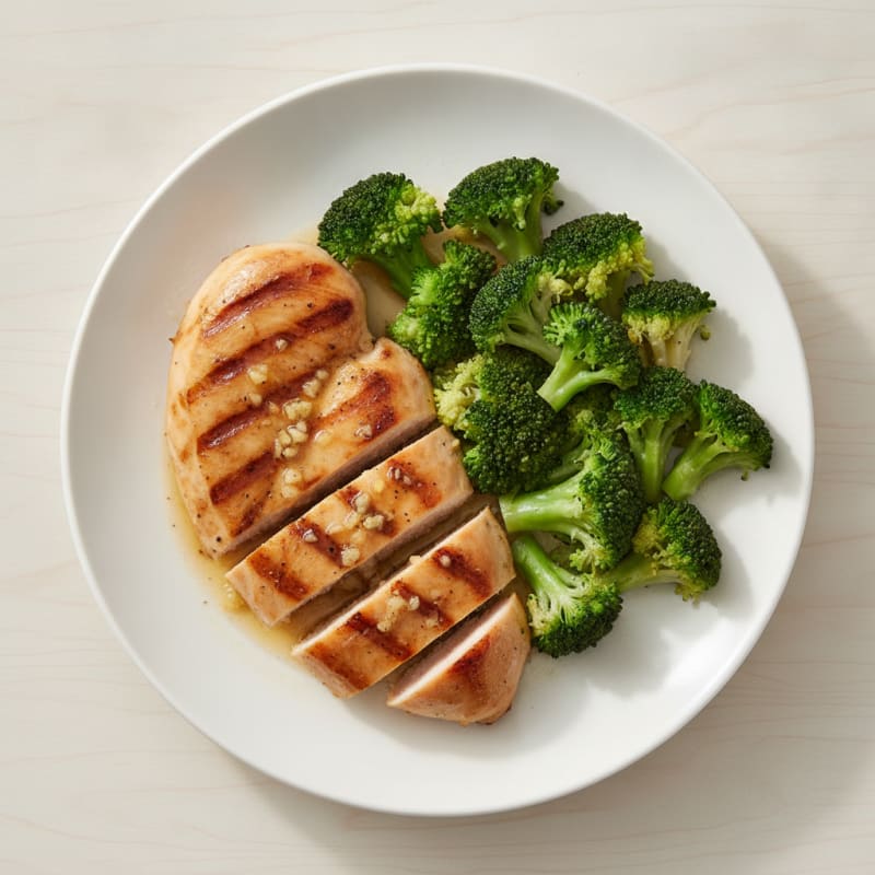 Grilled Lemon-Garlic Chicken Breast with Steamed Broccoli