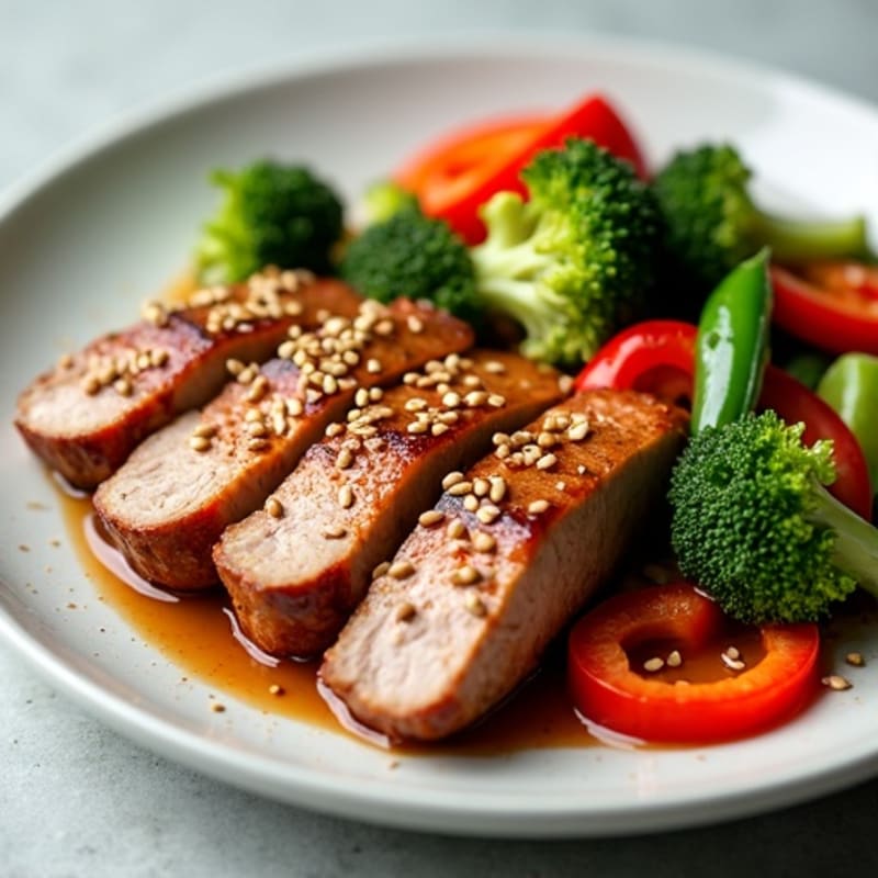 Five-Spice Glazed Pork Tenderloin with Sesame Vegetables