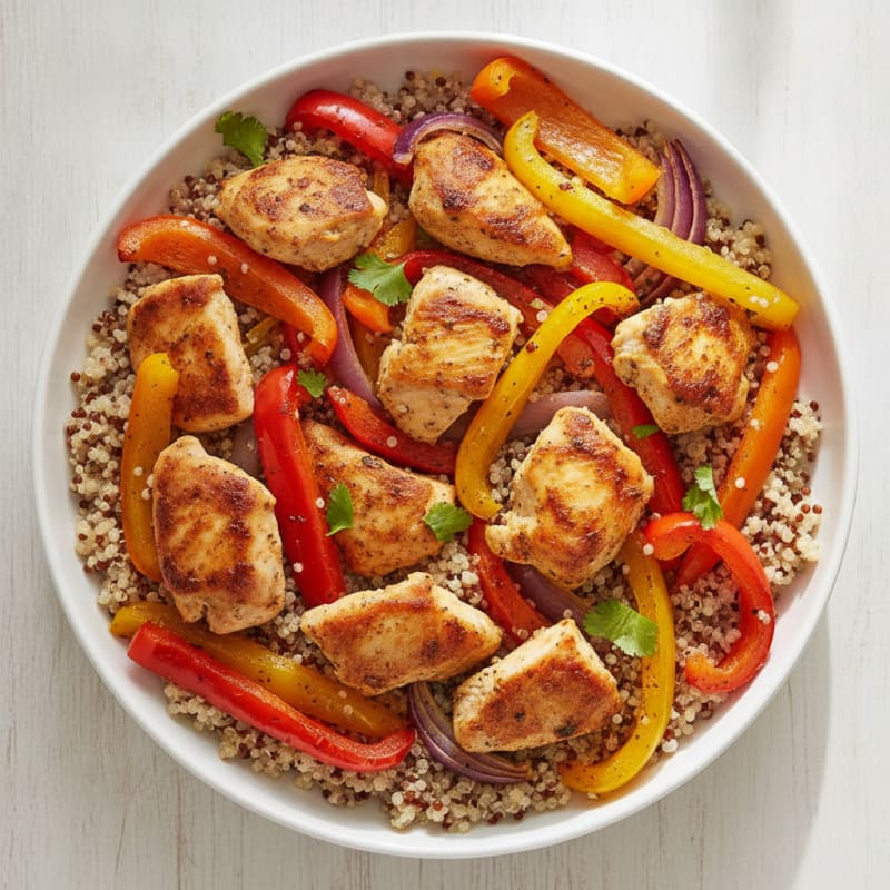 Sheet Pan Chicken and Peppers with Quinoa