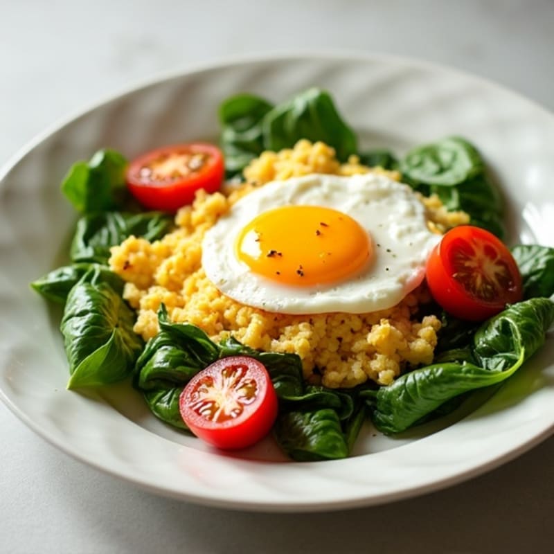 Cottage Cheese Scramble with Spinach and Cherry Tomatoes
