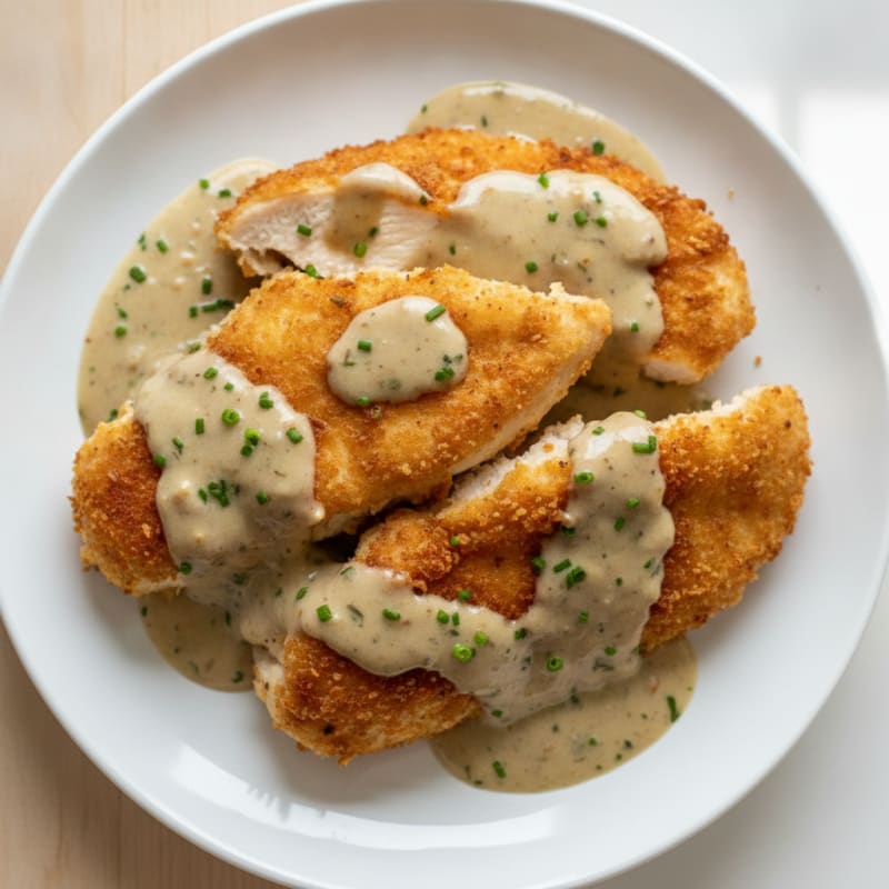 Crispy Buttermilk Fried Chicken with Creamy Gravy