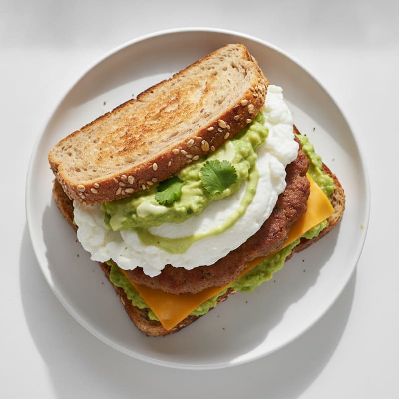 Egg White and Turkey Sausage Breakfast Sandwich with Toasted Bread
