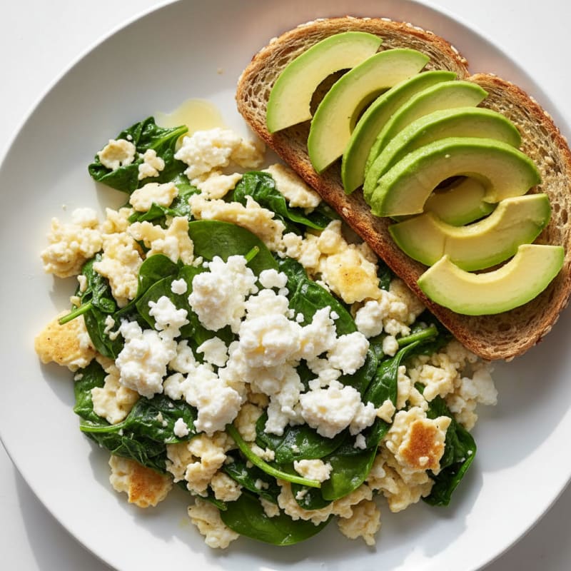 Egg White and Spinach Scramble with Cottage Cheese