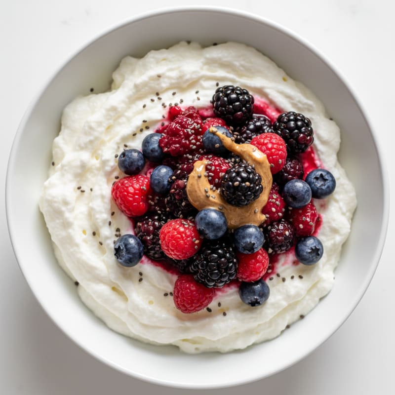 Silky Greek Yogurt Protein Mousse with Mixed Berries
