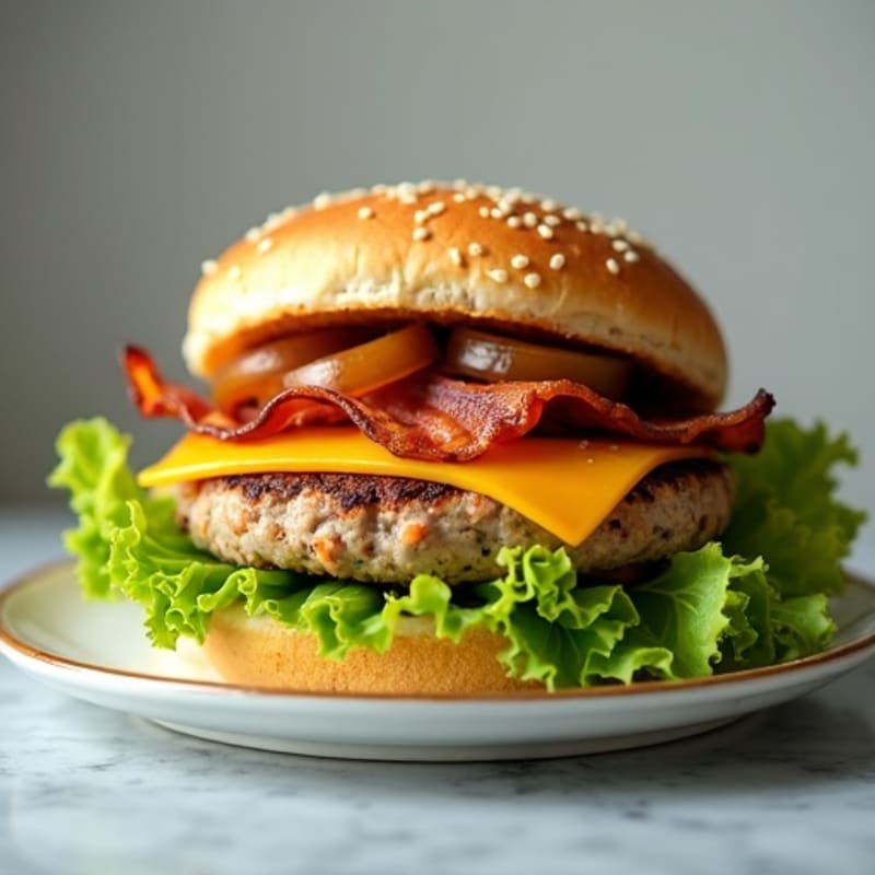 Lean Turkey-Bacon Burger with Caramelized Onions