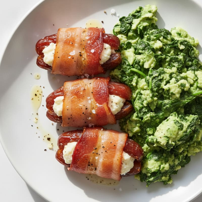 Bacon-Wrapped Dates with Goat Cheese Power Plate