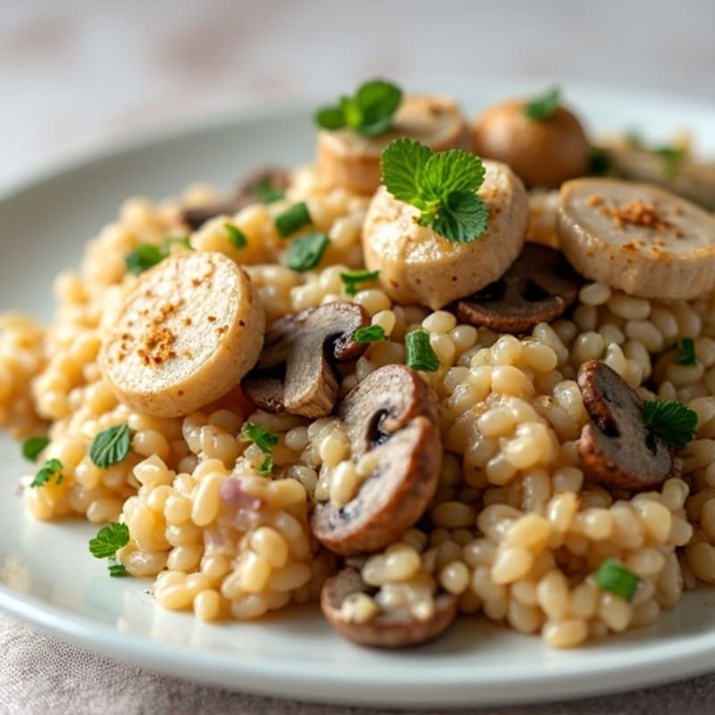 Creamy Whole Grain Mushroom Risotto with Chicken