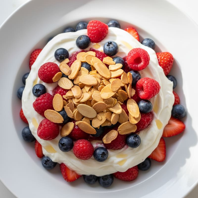 Greek Yogurt Protein Parfait with Berries and Almonds