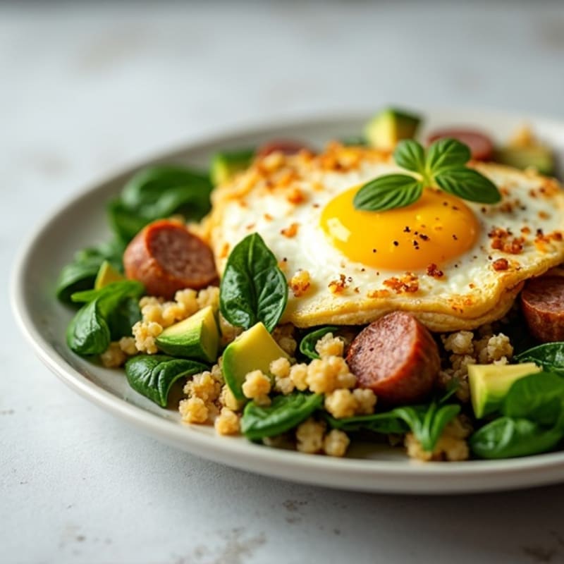 Egg White and Turkey Sausage Scramble with Spinach