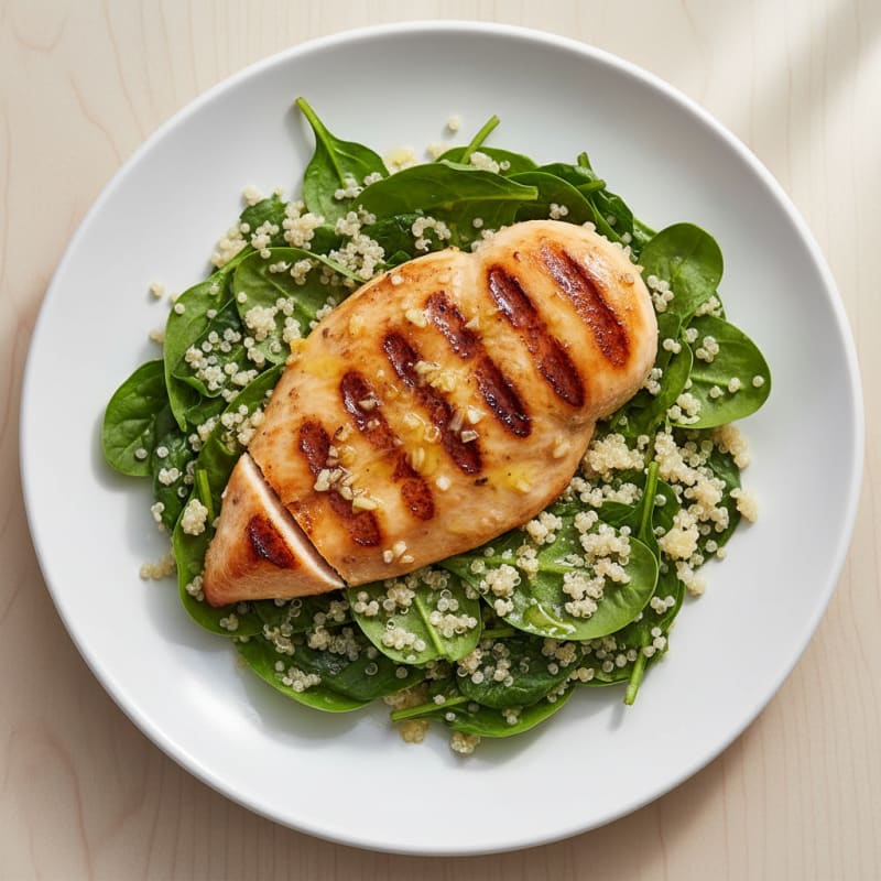 Grilled Chicken Breast with Spinach and Quinoa Salad