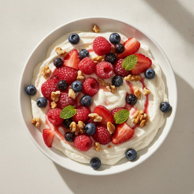 Greek Yogurt Protein Mousse with Mixed Berries