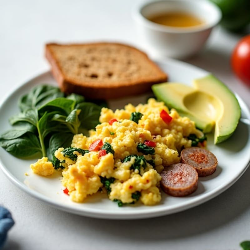 Egg White and Turkey Sausage Scramble with Spinach
