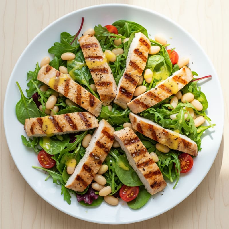 Grilled Turkey Breast Salad with Mixed Greens and White Beans