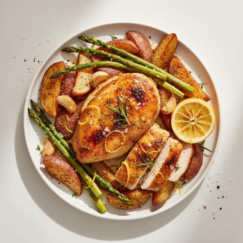 Crispy Lemon Herb Roasted Chicken and Potatoes